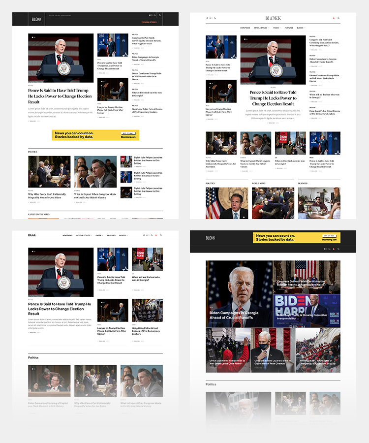 Joomla news and magazine template home page layouts