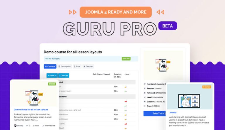 guru-pro-joomla-lms-extension-beta-release-joomla-4-support-and-many-more