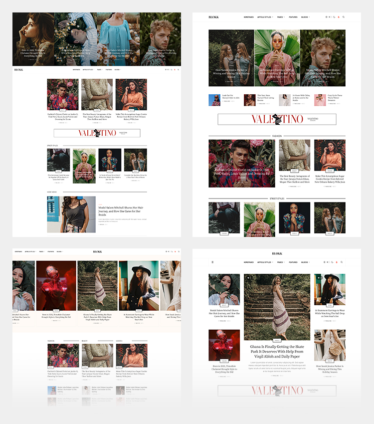 Joomla fashion magazine template home page layouts