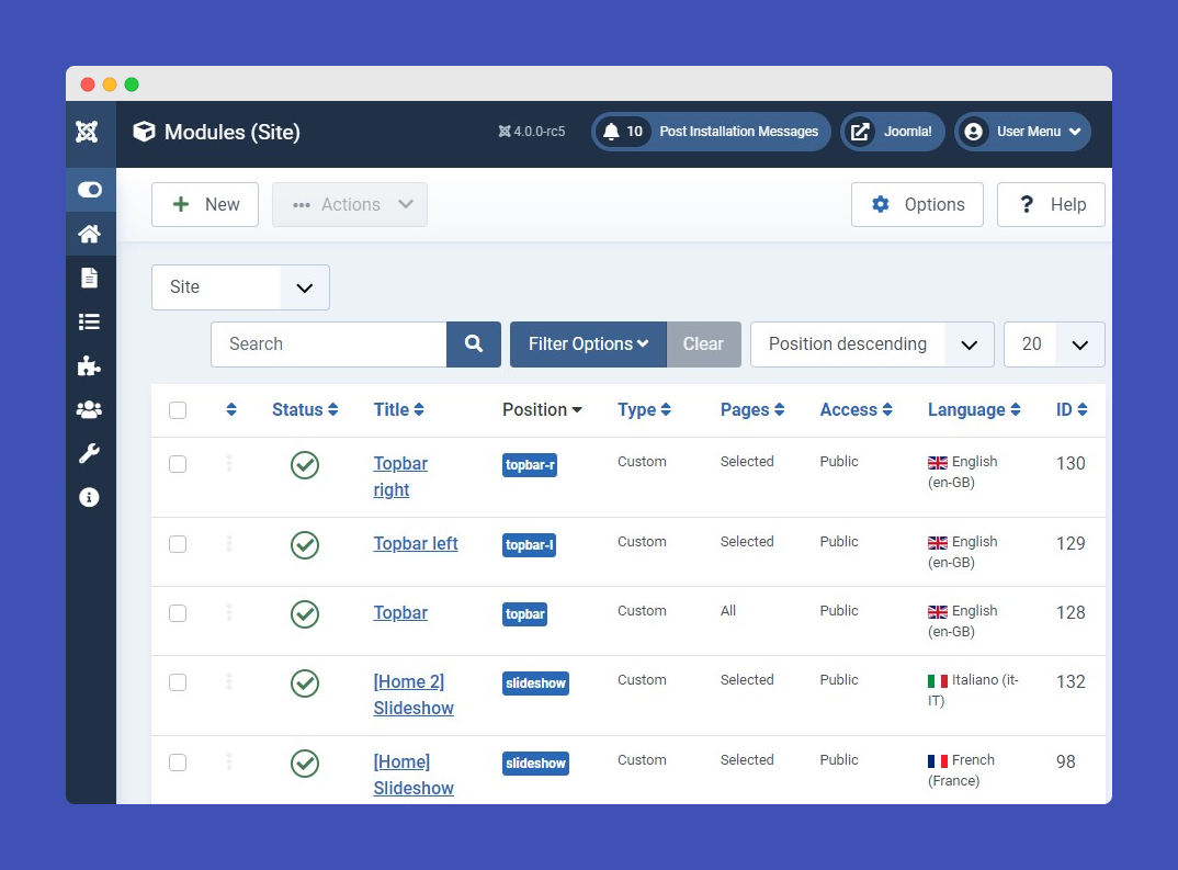 add new modules for multilingual Joomla websites
